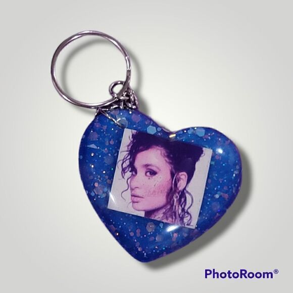 Kehlani Blue Glitter Heart Keychain - Picture 4 of 13